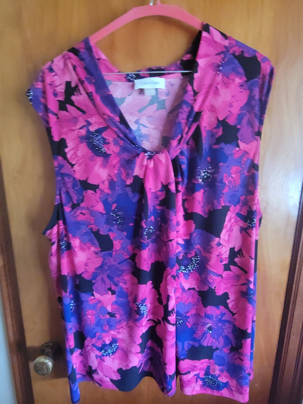 Calvin Klein Pink and Purple Floral Sleeveless Blouse